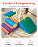 VEVOR Bērnu kāpšanas rotaļu komplekts, 7 daļas, putu kāpšanas bloki bērniem no 6 mēnešiem līdz 3 gadiem, PU ādas pārklājums, iekštelpu rāpošanas un slīdēšanas aktivitāšu komplekts, viegli tīrāms