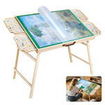VEVOR 1500 detaļu puzles galds ar salokāmām kājām, 4 atvilktnēm un pārsegu, 86 x 63 cm pārnēsājams koka dēlis ar filca virsmu, regulējams 6 slīpuma leņķos, puzļu piederumi pieaugušajiem, dāvana mammai