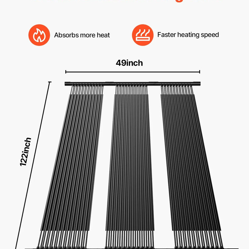 VEVOR Saules baseina sildītājs, 1,22 × 3,05 m HDPE saules paneļi (4 gab.) ar pilnu piederumu komplektu, izturīgi un laikapstākļu noturīgi, universāli ūdens temperatūras paaugstināšanai, piemēroti virszemes un iebūvējamajiem baseiniem
