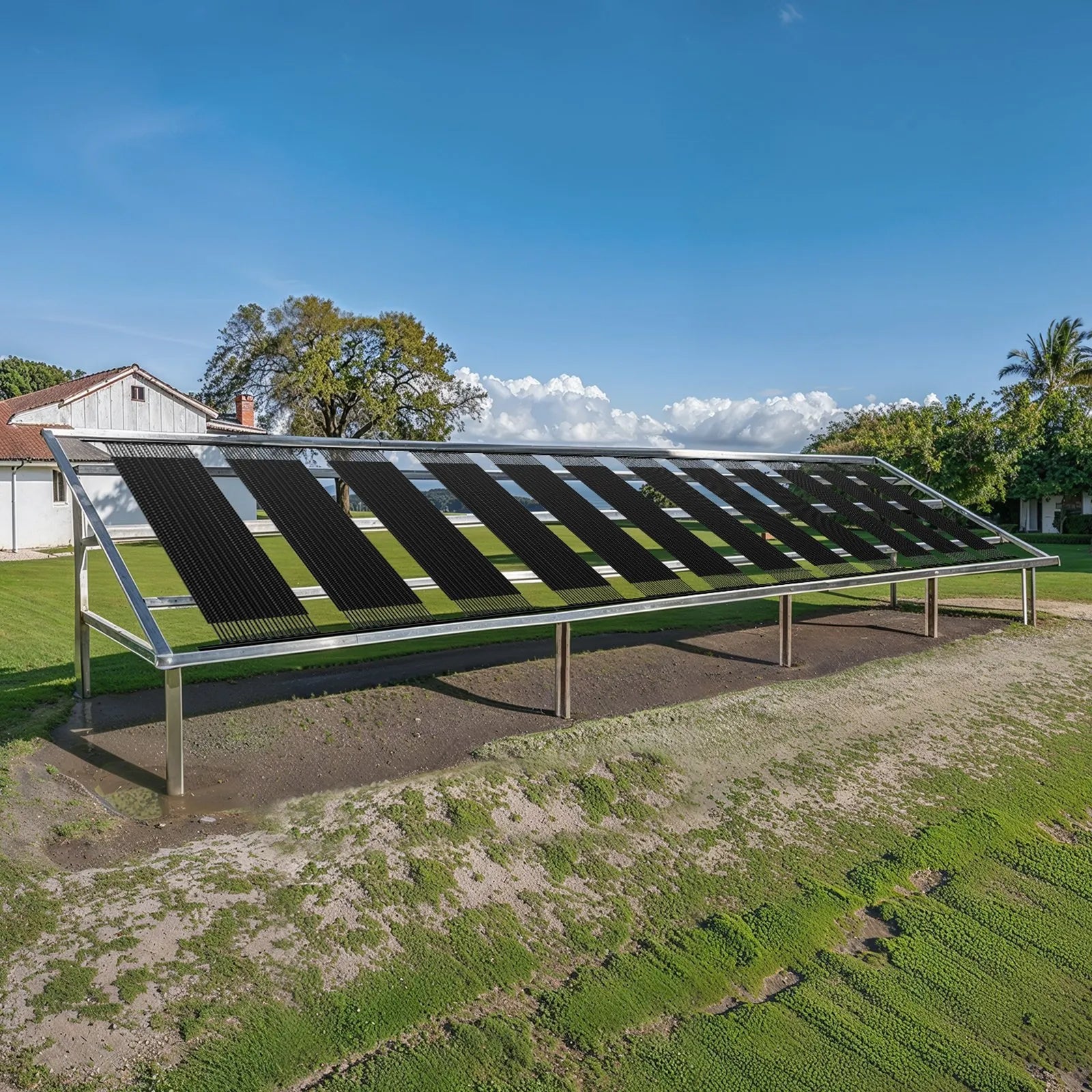 VEVOR Saules baseina sildītājs, 1,22 × 3,05 m HDPE saules paneļi (4 gab.) ar pilnu piederumu komplektu, izturīgi un laikapstākļu noturīgi, universāli ūdens temperatūras paaugstināšanai, piemēroti virszemes un iebūvējamajiem baseiniem