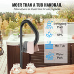 VEVOR grozāmas burbuļvannas margas, 360° rotācija, regulējams augstums 88,9–144,8 cm, rūsas izturīgas alumīnija sānu margas SPA un burbuļvannām ar pabīdāmu pamatni, lietošanai iekštelpās un ārā, kravnesība 272,2 kg