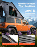 VEVOR Jumta telts ar cieto apvalku 2–3 personām, alumīnija konstrukcija ar trīskrāsu LED apgaismojumu, biezs matracis un 1 logs, ūdensizturīga un vēja noturīga, piemērota Jeep, SUV un pikapam