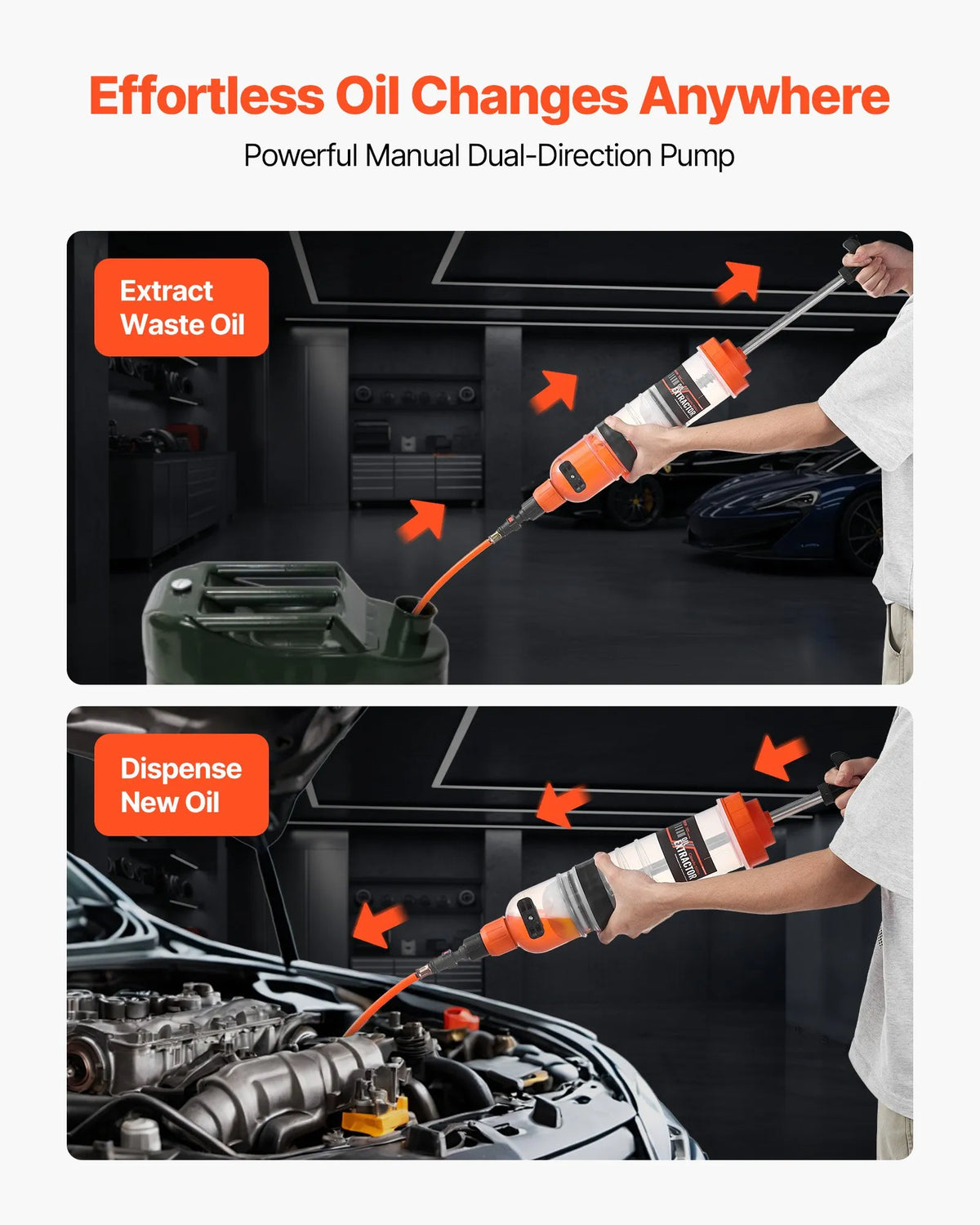 VEVOR 1,5 l šķidruma ekstraktors manuāls automobiļu šķidruma sūknis ar garu šļūteni un pagarinājuma caurulēm, eļļas šļirce zāles pļāvējiem, automašīnām, laivām, golfa ratiem un motocikliem