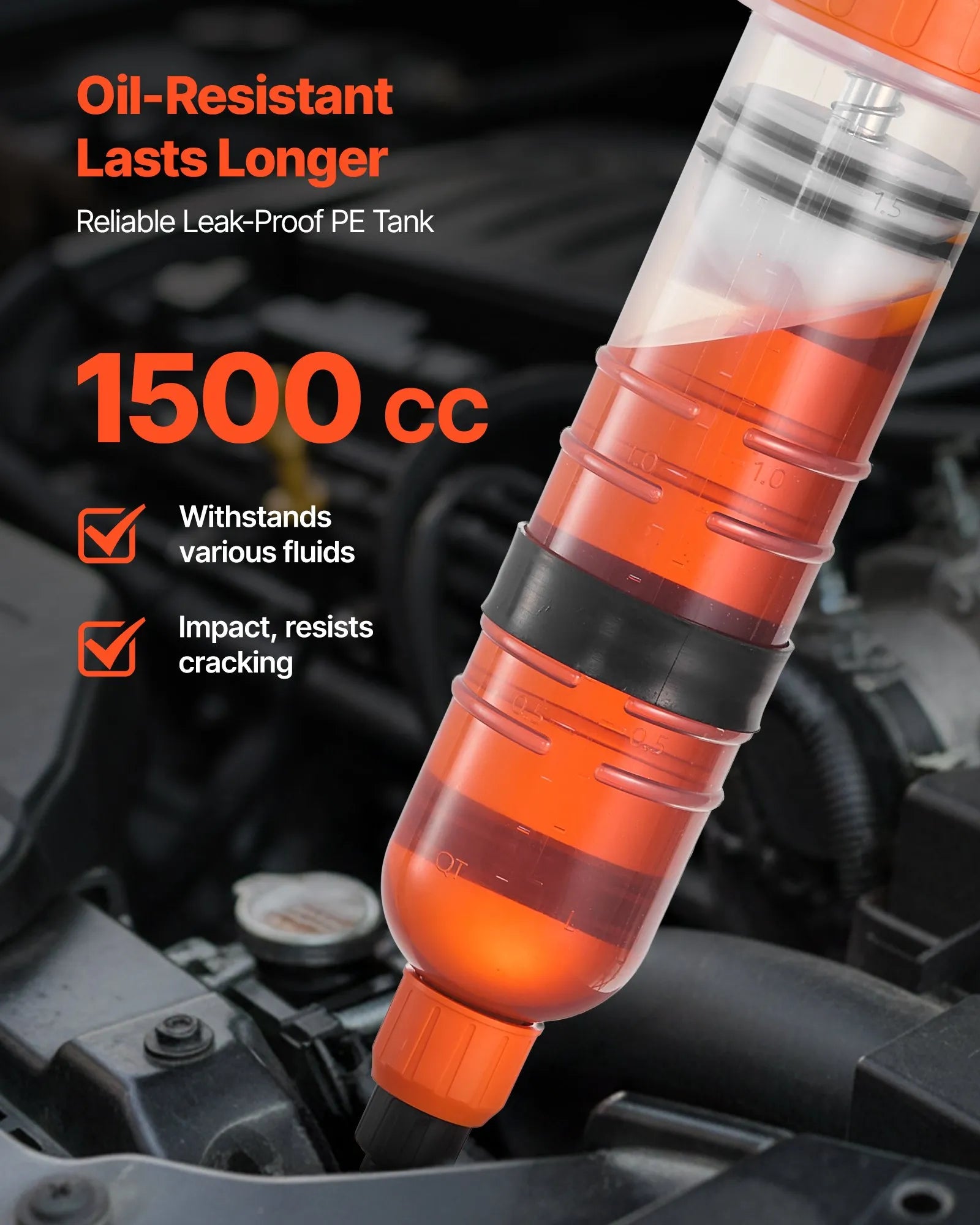 VEVOR 1,5 l šķidruma ekstraktors manuāls automobiļu šķidruma sūknis ar garu šļūteni un pagarinājuma caurulēm, eļļas šļirce zāles pļāvējiem, automašīnām, laivām, golfa ratiem un motocikliem