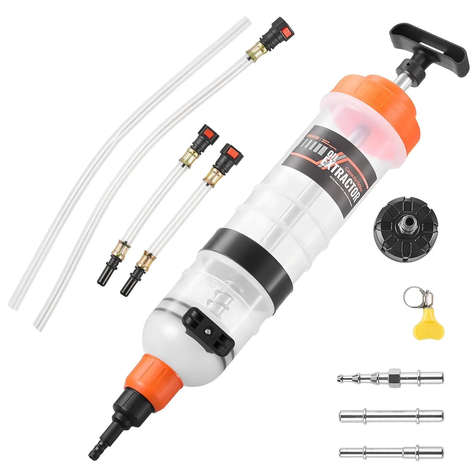 VEVOR 1,5 l šķidruma ekstraktors manuāls automobiļu šķidruma sūknis ar garu šļūteni un pagarinājuma caurulēm, eļļas šļirce zāles pļāvējiem, automašīnām, laivām, golfa ratiem un motocikliem