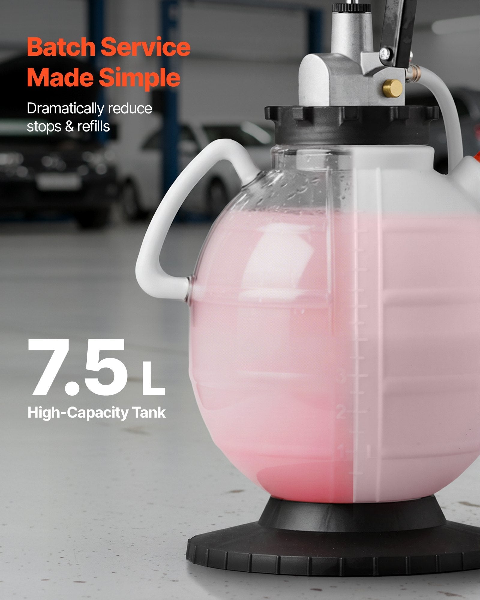 VEVOR transmisijas šķidruma sūknis 7,5 l manuāls ATF uzpildes komplekts ar 8 adapteriem un 120 cm izplūdes šļūteni, eļļas ekstraktors ar HDPE tvertni automašīnām un zāles pļāvējiem