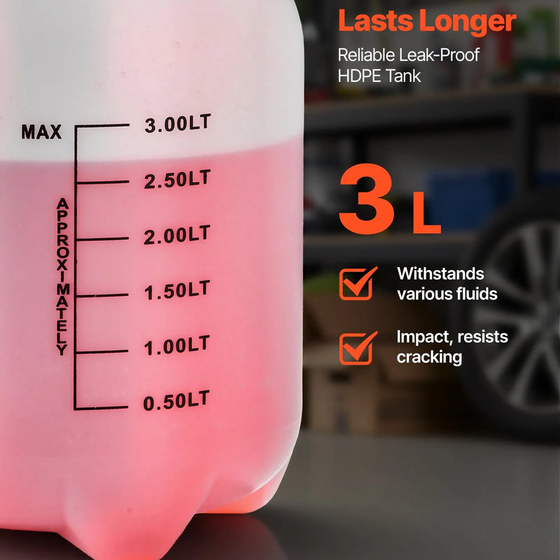 VEVOR transmisijas šķidruma sūknis 3 l manuāls šķidruma pārsūknēšanas sūknis ar 120 cm šļūteni un HDPE tvertni, transmisijas eļļas uzpildes sistēma ar PTFE lenti