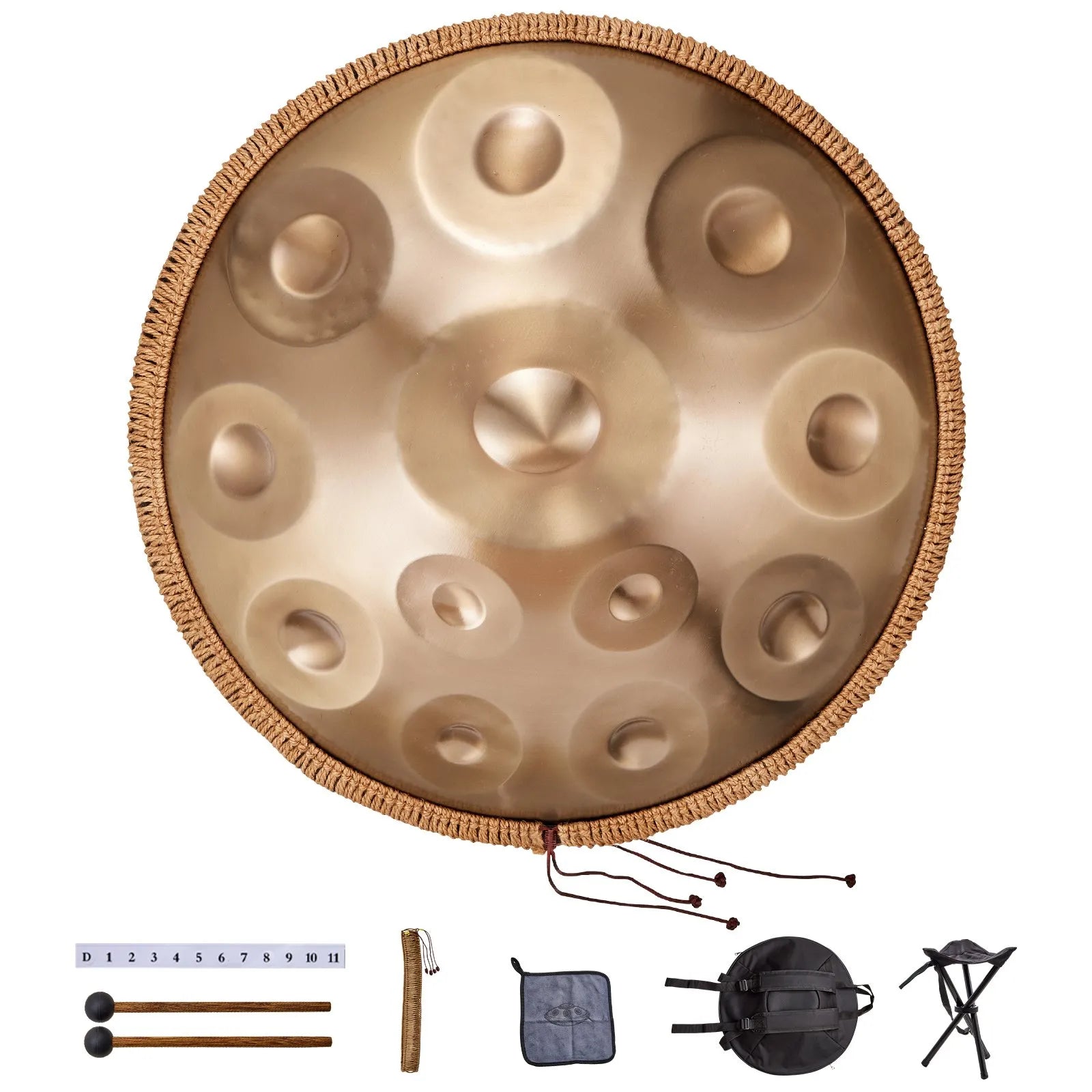 VEVOR Handpan tērauda mēles bungas 55,9 cm 12 notis D minorā ar vālīti