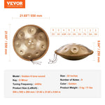 VEVOR Handpan tērauda mēles bungas 55,9 cm ar 9 notīm D minorā ar vālītēm pieaugušajiem