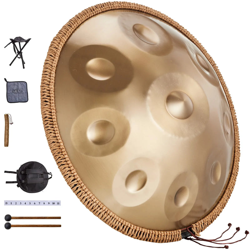 VEVOR Handpan tērauda mēles bungas 55,9 cm ar 9 notīm D minorā ar vālītēm pieaugušajiem