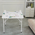VEVOR salokāms kvadrātveida mahjong un kāršu galds 4 spēlētājiem ar 4 glāžu turētājiem un 4 žetonu paplātēm, pārnēsājams domino spēļu galds ar 1 domino komplektu mahjongam, pokeram un puzlēm, 90 × 90 cm, balts