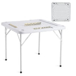 VEVOR salokāms kvadrātveida mahjong un kāršu galds 4 spēlētājiem ar 4 glāžu turētājiem un 4 žetonu paplātēm, pārnēsājams domino spēļu galds ar 1 domino komplektu mahjongam, pokeram un puzlēm, 90 × 90 cm, balts