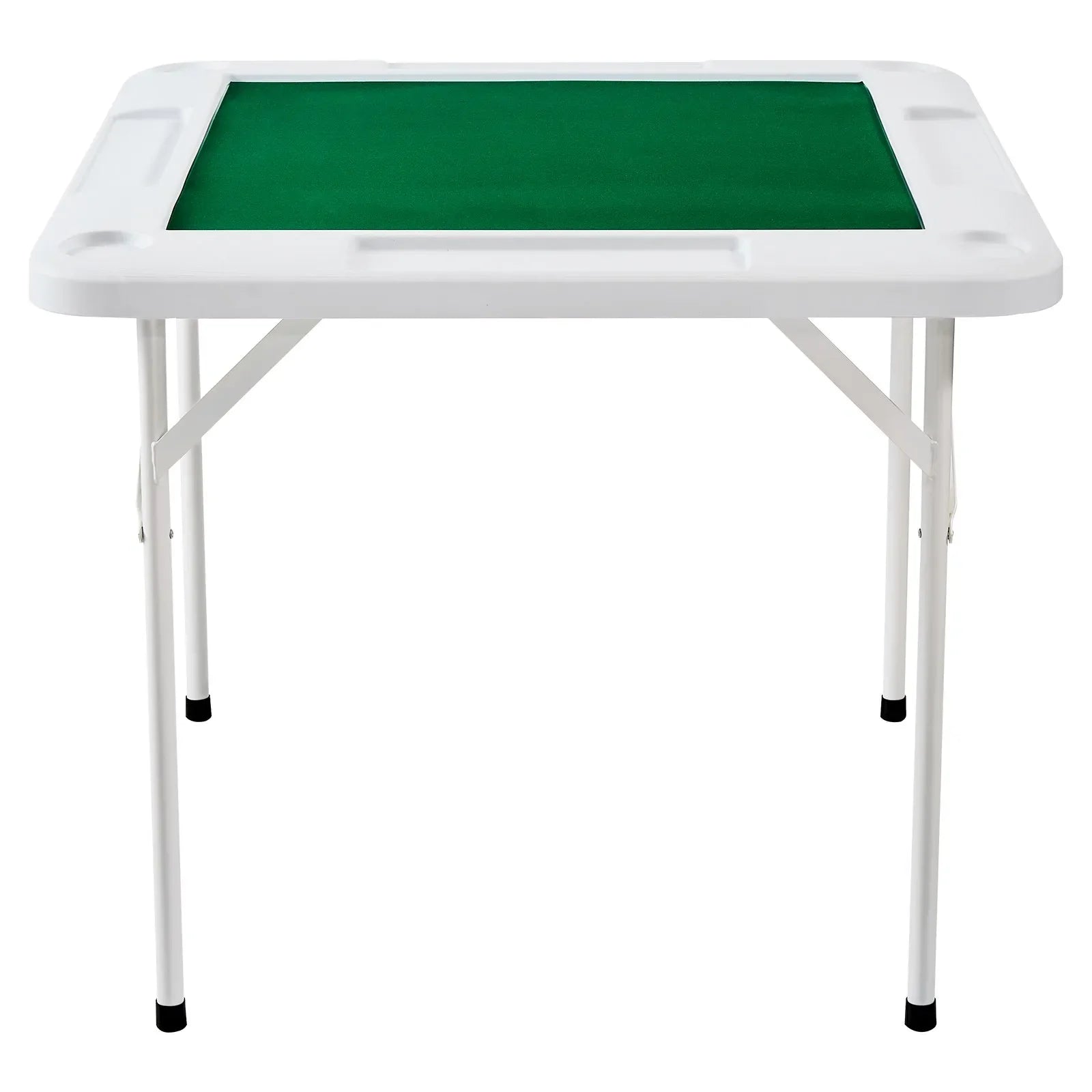 VEVOR salokāms kvadrātveida mahjong un kāršu galds 4 spēlētājiem ar nodilumizturīgu zaļu virsmu, 4 glāžu turētājiem un 4 žetonu paplātēm, pārnēsājams domino spēļu galds mahjongam, pokeram un puzlēm, 90 × 90 cm