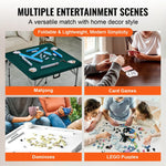 VEVOR salokāms mahjong un kāršu galds 4 spēlētājiem ar nodilumizturīgu zaļu virsmu, pārnēsājams kvadrātveida domino galds ar rokturi, piemērots kempingam, piknikam un ballītēm, 86 × 86 cm