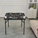 VEVOR salokāms kvadrātveida mahjong un kāršu galds 4 spēlētājiem ar 4 glāžu turētājiem un 4 žetonu paplātēm, pārnēsājams domino spēļu galds ar 1 domino komplektu mahjongam, kārtīm un puzlēm, 90 × 90 cm, melns