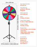 VEVOR Laimes rats 610 mm ar trijkāja statīvu, 14 sektori, 6 krāsas, regulējams augstums, dzēšama virsma un 2 marķieri, piemērots ballītēm, izstādēm un pasākumiem