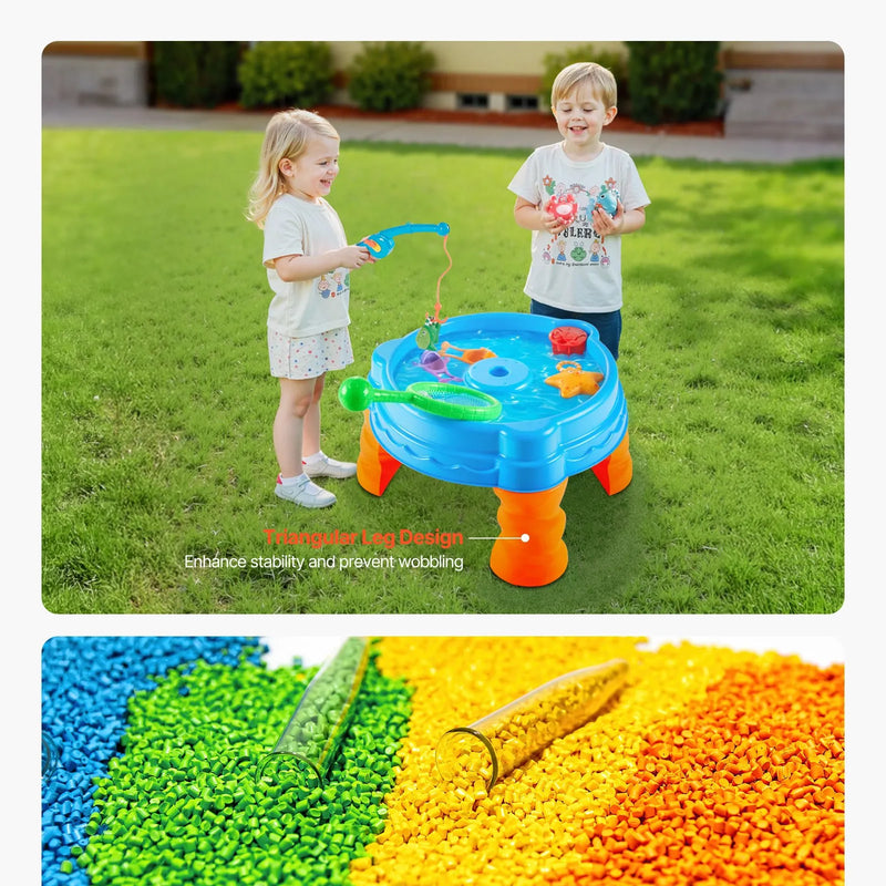 VEVOR ūdens galds mazuļiem, bērnu sensorais aktivitāšu galds Fish 'n Splash ūdens rotaļu komplekts ar 9 piederumiem, vasaras ūdens aktivitāšu galds ar makšķerēšanas spēli bērniem no 3+ gadiem