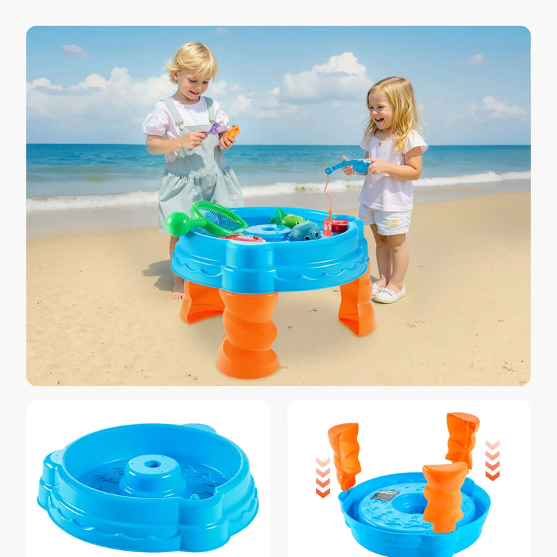 VEVOR ūdens galds mazuļiem, bērnu sensorais aktivitāšu galds Fish 'n Splash ūdens rotaļu komplekts ar 9 piederumiem, vasaras ūdens aktivitāšu galds ar makšķerēšanas spēli bērniem no 3+ gadiem