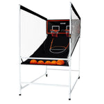 VEVOR arkādes basketbola spēle ar aizsargkarkasu 2 spēlētājiem, iekštelpu dubultais basketbola grozu komplekts ar 5 bumbām, 8 spēļu režīmiem, elektronisku rezultātu tablo un bumbas pumpi, melnbalta