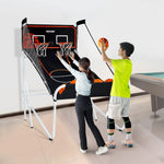 VEVOR salokāma basketbola arkādes spēle 2 spēlētājiem ar 5 bumbām, 8 spēļu režīmiem, elektronisku rezultātu tablo un bumbas pumpi bērniem un pieaugušajiem, melnbalta