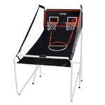 VEVOR salokāma basketbola arkādes spēle 2 spēlētājiem ar 4 bumbām, 8 spēļu režīmiem, elektronisku rezultātu tablo un bumbas pumpi, iekštelpu dubultais basketbola grozu komplekts bērniem un pieaugušajiem, melnbalta