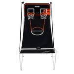 VEVOR salokāma basketbola arkādes spēle 2 spēlētājiem ar 4 bumbām, 8 spēļu režīmiem, elektronisku rezultātu tablo un bumbas pumpi, iekštelpu dubultais basketbola grozu komplekts bērniem un pieaugušajiem, melnbalta