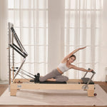 VEVOR koka pilates reformeris ar dubulto pretestību, treniņu aprīkojums ar reformera kasti un lēciena platformu, piemērots iesācējiem un pieredzējušiem lietotājiem mājas sporta zālei un studijai, slodze līdz 181 kg