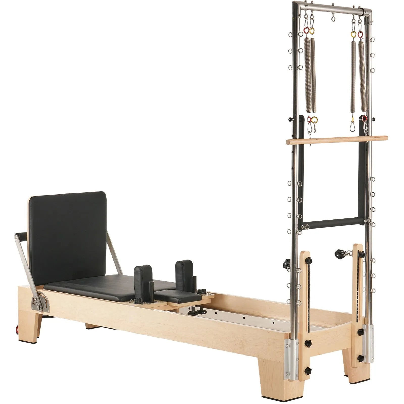 VEVOR koka pilates reformeris ar dubulto pretestību, treniņu aprīkojums ar reformera kasti un lēciena platformu, piemērots iesācējiem un pieredzējušiem lietotājiem mājas sporta zālei un studijai, slodze līdz 181 kg