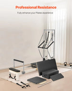 VEVOR pilates reformeris ar dubulto pretestību, treniņu aprīkojums ar reformera kasti un lēciena platformu, piemērots iesācējiem un pieredzējušiem lietotājiem mājas sporta zālei un studijai, slodze līdz 181 kg