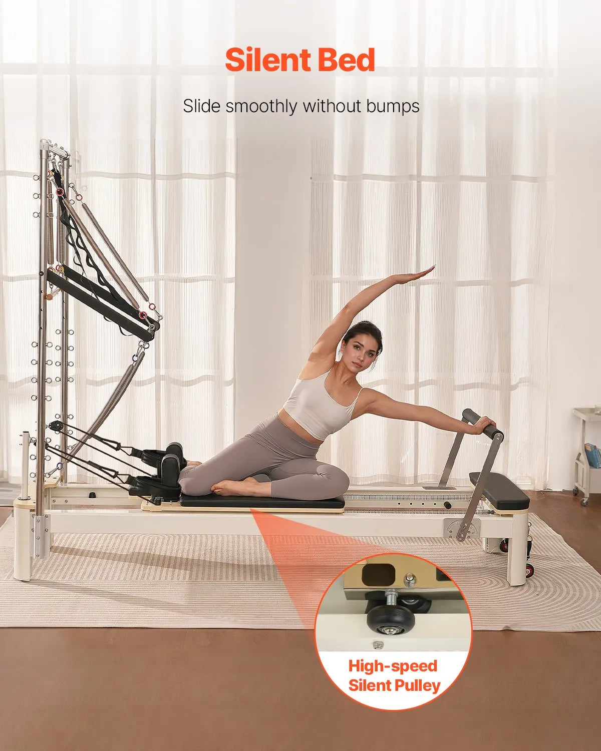 VEVOR pilates reformeris ar dubulto pretestību, treniņu aprīkojums ar reformera kasti un lēciena platformu, piemērots iesācējiem un pieredzējušiem lietotājiem mājas sporta zālei un studijai, slodze līdz 181 kg