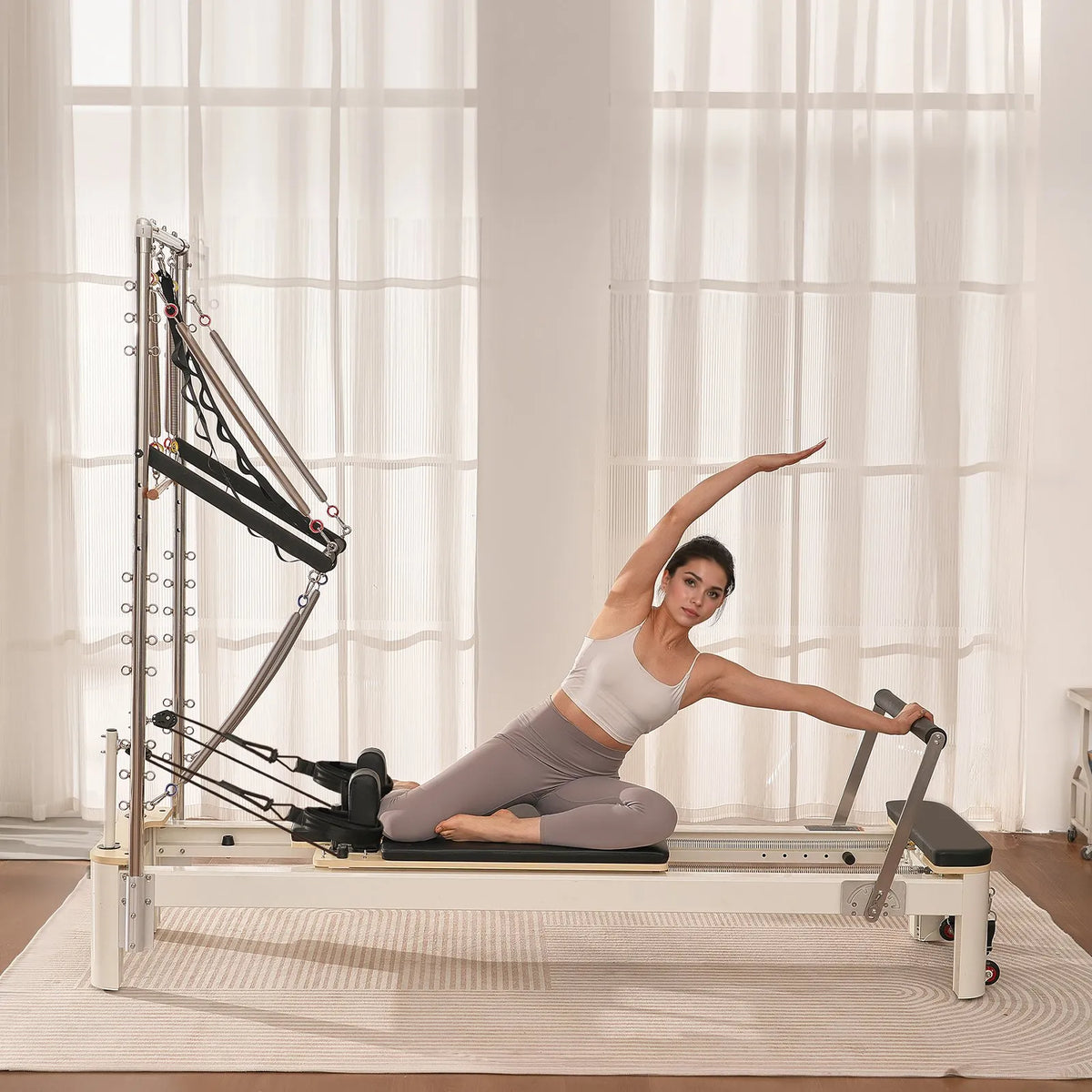 VEVOR pilates reformeris ar dubulto pretestību, treniņu aprīkojums ar reformera kasti un lēciena platformu, piemērots iesācējiem un pieredzējušiem lietotājiem mājas sporta zālei un studijai, slodze līdz 181 kg