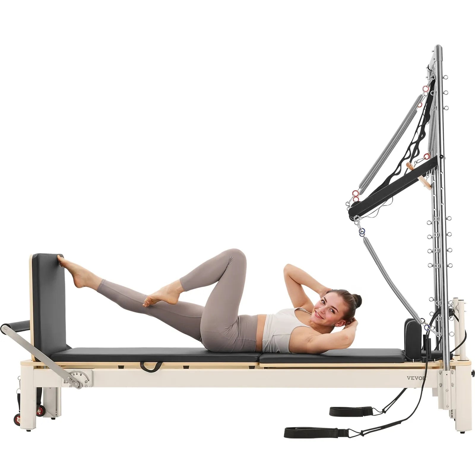 VEVOR pilates reformeris ar dubulto pretestību, treniņu aprīkojums ar reformera kasti un lēciena platformu, piemērots iesācējiem un pieredzējušiem lietotājiem mājas sporta zālei un studijai, slodze līdz 181 kg