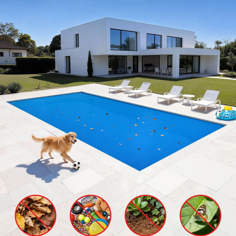 VEVOR saules baseina pārsegs, 10,97 × 5,49 m taisnstūra saules burbuļu sega, 0,2 mm PE materiāls, siltuma uzkrāšana dienā un saglabāšana naktī, zila