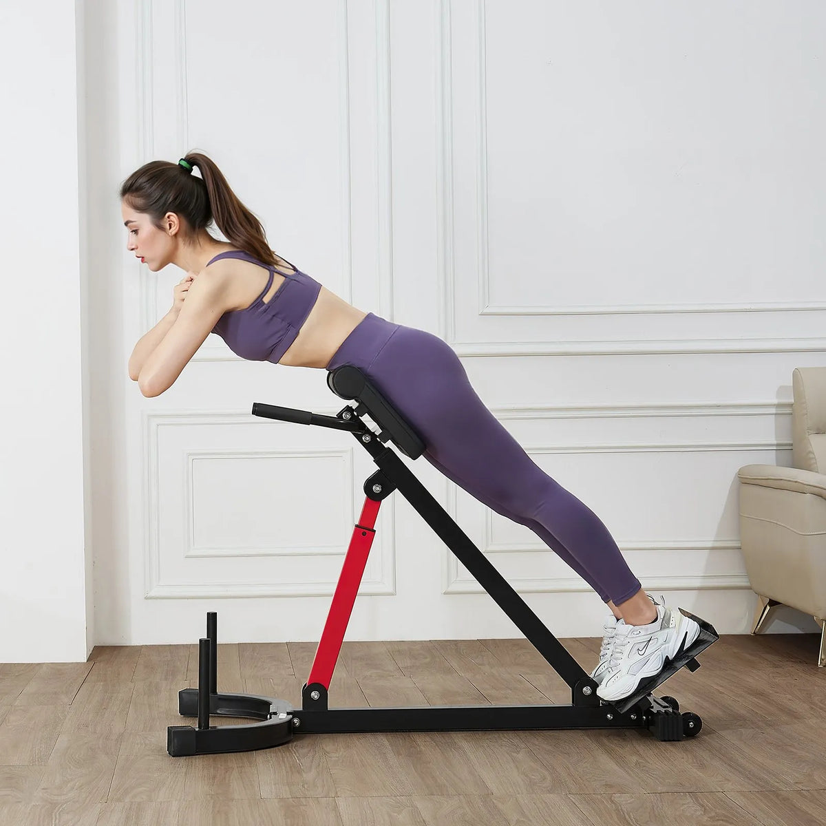 VEVOR romiešu krēsls hiperekstenzijai, regulējams trenažieris mājas sporta zālei sēžas, augšstilbu aizmugures, muguras lejasdaļas un vēdera muskuļu treniņiem, slodze līdz 158,8 kg