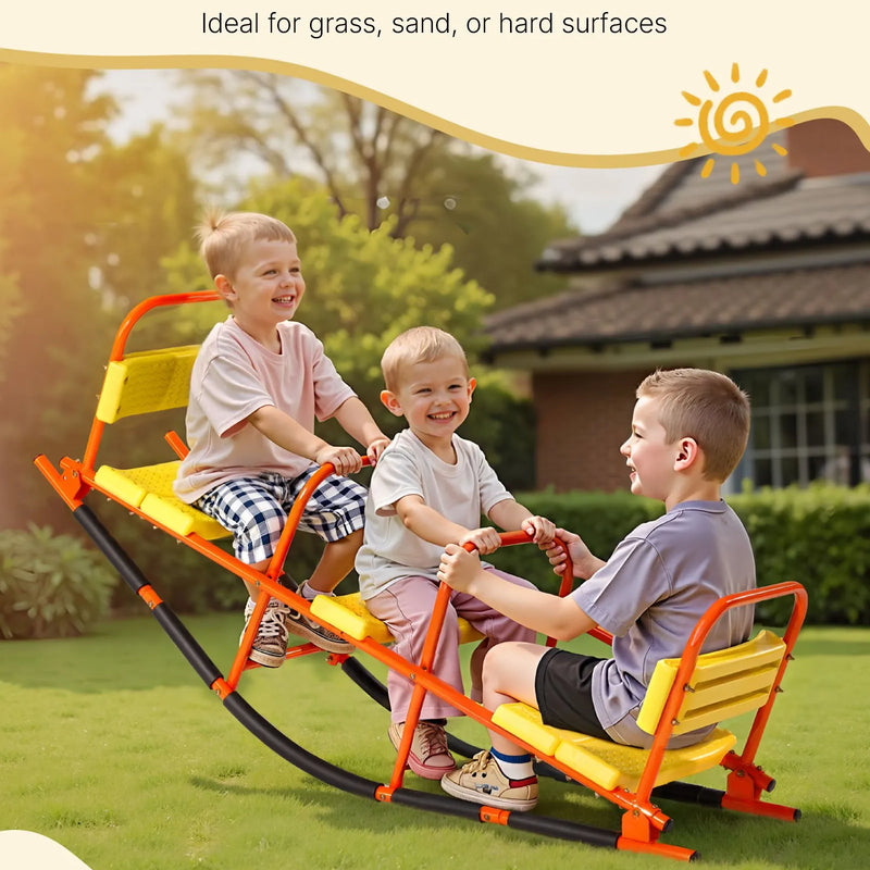 VEVOR Bērnu metāla šūpoles–balansieris ar 90 kg slodzes ietilpību, ar rokturiem, piemērots bērniem no 3 gadu vecuma, āra rotaļu aprīkojums dārzam un rotaļu laukumam, 2 sēdvietas