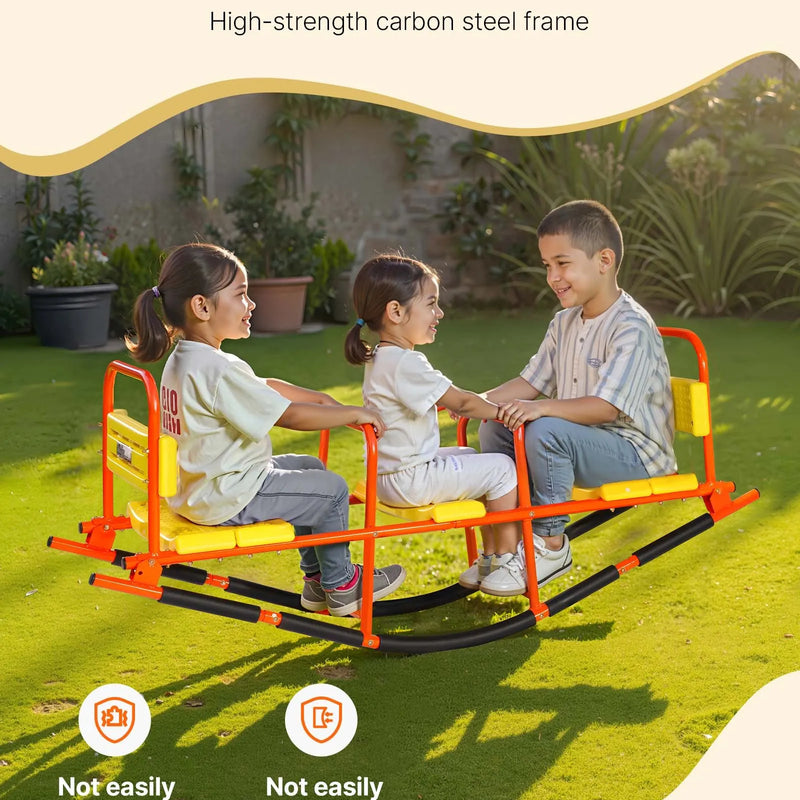 VEVOR Bērnu metāla šūpoles–balansieris ar 90 kg slodzes ietilpību, ar rokturiem, piemērots bērniem no 3 gadu vecuma, āra rotaļu aprīkojums dārzam un rotaļu laukumam, 2 sēdvietas