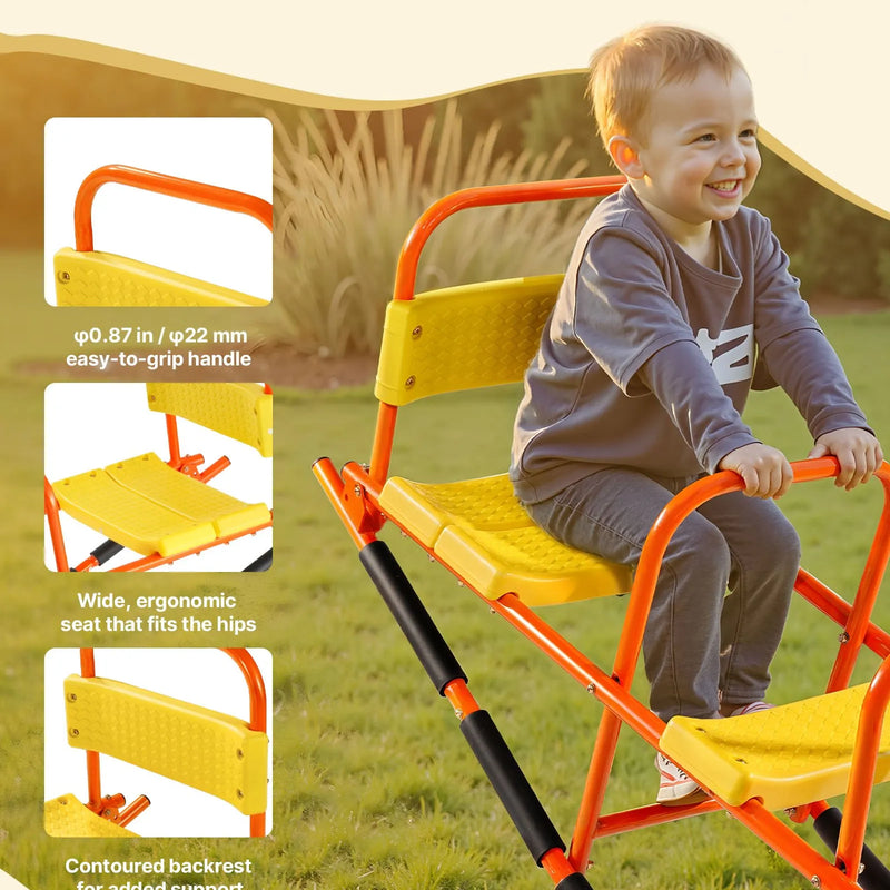 VEVOR Bērnu metāla šūpoles–balansieris ar 90 kg slodzes ietilpību, ar rokturiem, piemērots bērniem no 3 gadu vecuma, āra rotaļu aprīkojums dārzam un rotaļu laukumam, 2 sēdvietas