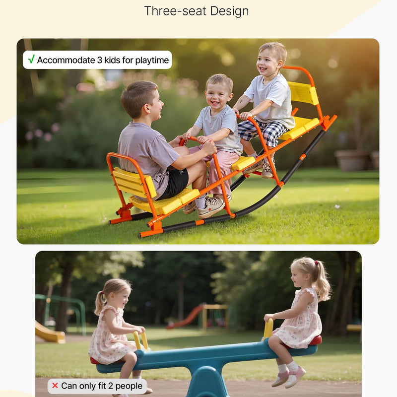 VEVOR Bērnu metāla šūpoles–balansieris ar 90 kg slodzes ietilpību, ar rokturiem, piemērots bērniem no 3 gadu vecuma, āra rotaļu aprīkojums dārzam un rotaļu laukumam, 2 sēdvietas