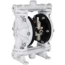 VEVOR pneimatiskais dubultās membrānas sūknis, polipropilēna korpuss, PTFE membrānas, 25,4 mm ieplūde/izplūde, 9,46 L/min, paredzēts naftas produktiem, dīzeļdegvielai, eļļām un zemas viskozitātes šķidrumiem