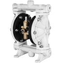 VEVOR pneimatiskais dubultās membrānas sūknis, polipropilēna korpuss, PTFE membrānas, 25,4 mm ieplūde/izplūde, 9,46 L/min, paredzēts naftas produktiem, dīzeļdegvielai, eļļām un zemas viskozitātes šķidrumiem
