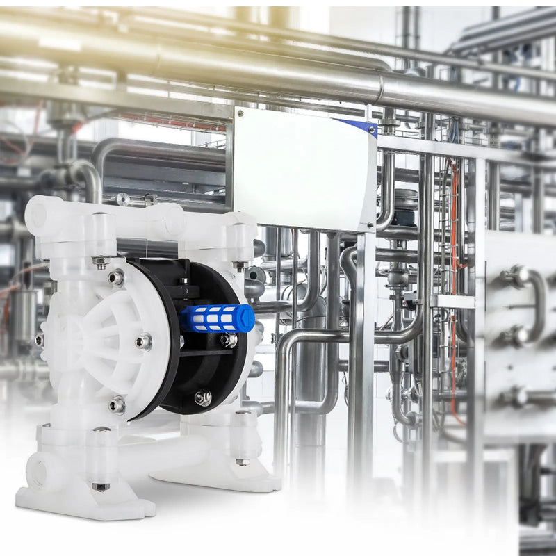 VEVOR pneimatiskais dubultās membrānas sūknis 26,5 L/min, 6,9 bar, polipropilēna ūdens sūknis ar 13 mm ieplūdi un izplūdi, maks. pacelšanas augstums 69 m, ar noslēgtu lodveida vārstu