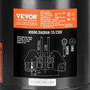 VEVOR 1 ZS baseina sūkņa motors, 56J rāmis, 115 V (9,8 A) / 230 V (4,9 A), 3450 apgr./min., 60 Hz, servisa koeficients 1,4, 90 μF/250 V kondensators, pretēji pulksteņrādītāja virzienam rotācija, apaļā atloka nomaiņas motors
