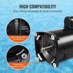VEVOR 1 HP baseina sūkņa motors, 56Y rāmis, 115 V/230 V, 3450 apgr./min, 90 µF/250 V kondensators, CCW rotācija