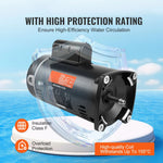 VEVOR 1 HP baseina sūkņa motors, 56Y rāmis, 115 V/230 V, 3450 apgr./min, 90 µF/250 V kondensators, CCW rotācija