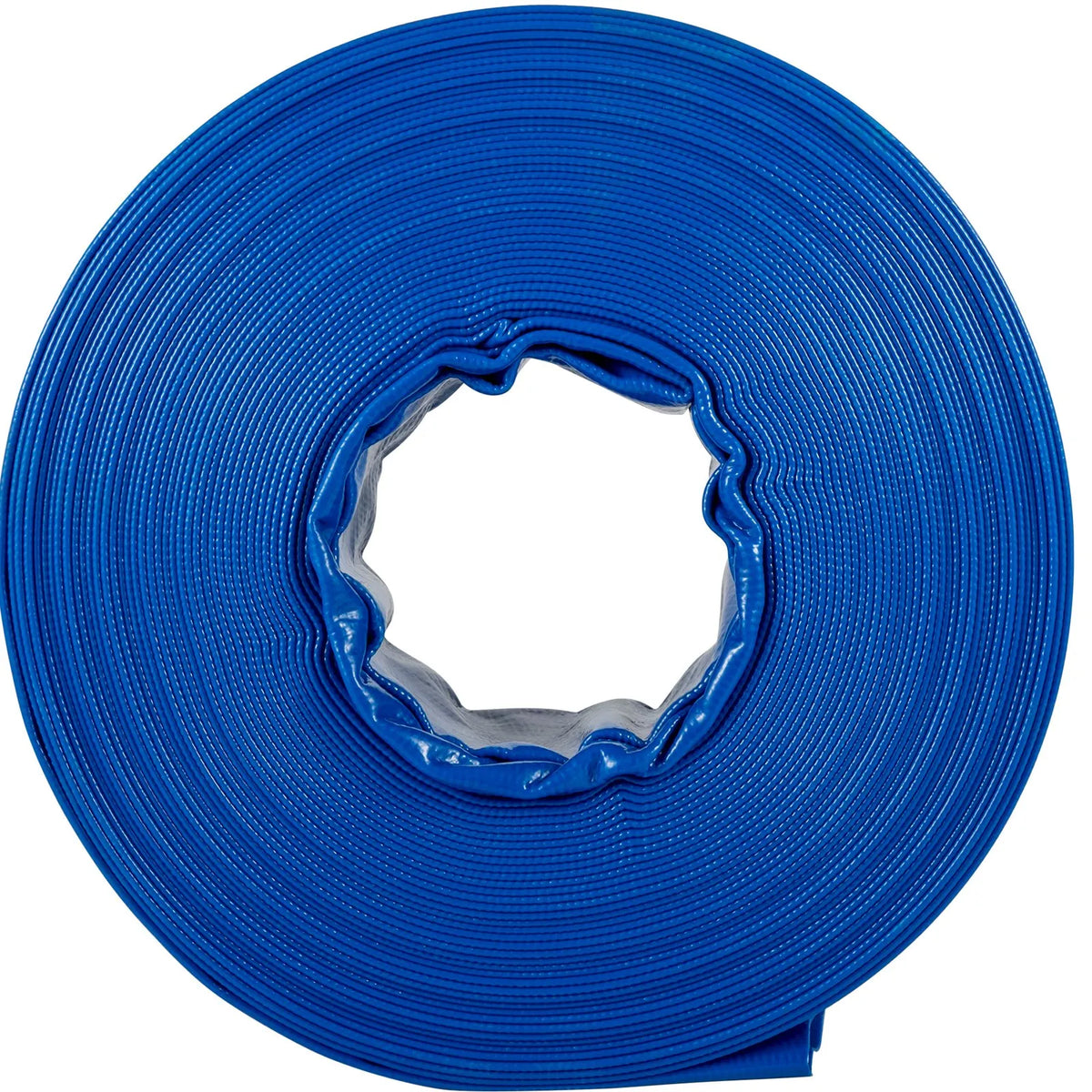 VEVOR Izplūdes šļūtene, 101,6 mm × 32 m, PVC plakana šļūtene, pastiprināta atpakaļskalošanas un drenāžas šļūtene ar skavām, laikapstākļu un plīsumu izturīga, piemērota baseiniem un ūdens pārsūknēšanai, zila