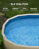 VEVOR ovāls baseina ieliktnis virszemes baseinam 5,0 × 3,0 m, UniBead stiprinājuma tips, izturīgs vinila baseina ieliktnis, standarta biezums, sienas augstums 1,19 m, paredzēts tērauda sienu virszemes baseiniem