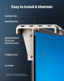 VEVOR ovāls baseina ieliktnis virszemes baseinam 5,0 × 3,0 m, UniBead stiprinājuma tips, izturīgs vinila baseina ieliktnis, standarta biezums, sienas augstums 1,19 m, paredzēts tērauda sienu virszemes baseiniem