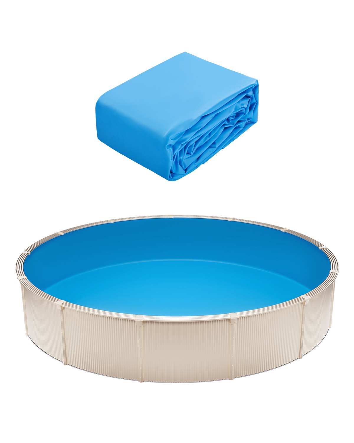 VEVOR baseina ieliktnis apaļam virszemes baseinam Ø 3,51 m, UniBead stiprinājuma tips, izturīgs vinila baseina ieliktnis, standarta biezums, sienas augstums 1,19 m, paredzēts tērauda sienu virszemes baseiniem, vienkrāsains