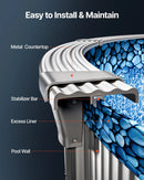 VEVOR baseina ieliktnis apaļam virszemes baseinam Ø 7,32 m, pārlaiduma (overlap) tipa vinila baseina ieliktnis, standarta biezums, piemērots sienas augstumam 1,22–1,37 m, paredzēts tērauda sienu virszemes peldbaseiniem