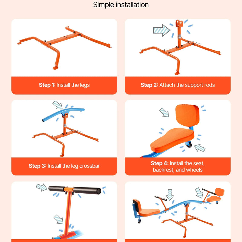VEVOR Bērnu balansieris ar 136 kg slodzes ietilpību, sēdi un griezies tipa šūpoles ar ērti satveramiem rokturiem, 360° rotējošs āra rotaļu aprīkojums bērniem no 3 gadu vecuma